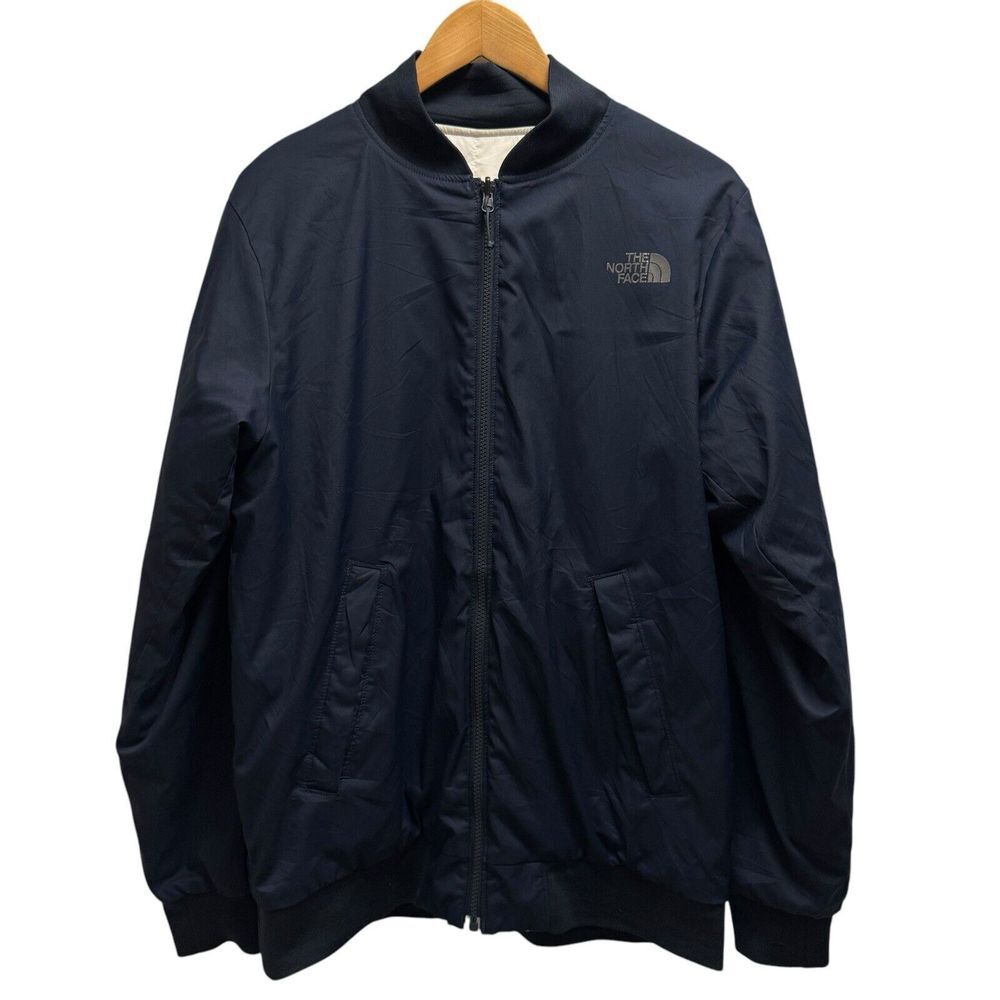The North Face Men's Sz M Full Zip Reversible Navy/White Bomber Insulated Jacket